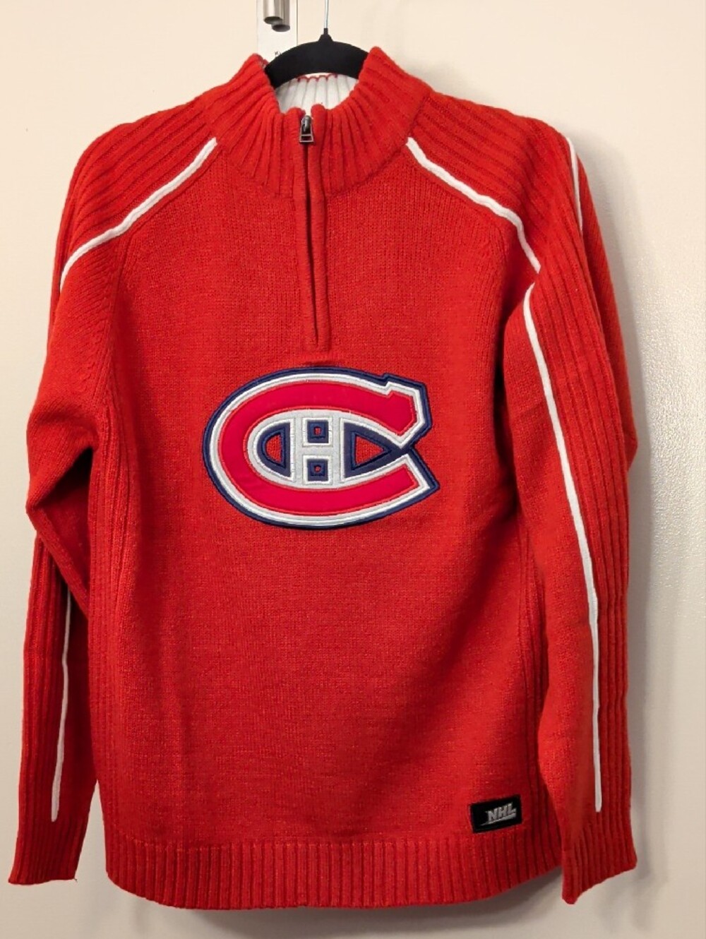 NHL Montreal Canadiens Zip-Up Sweater with Crest NWT Vintage Size XL